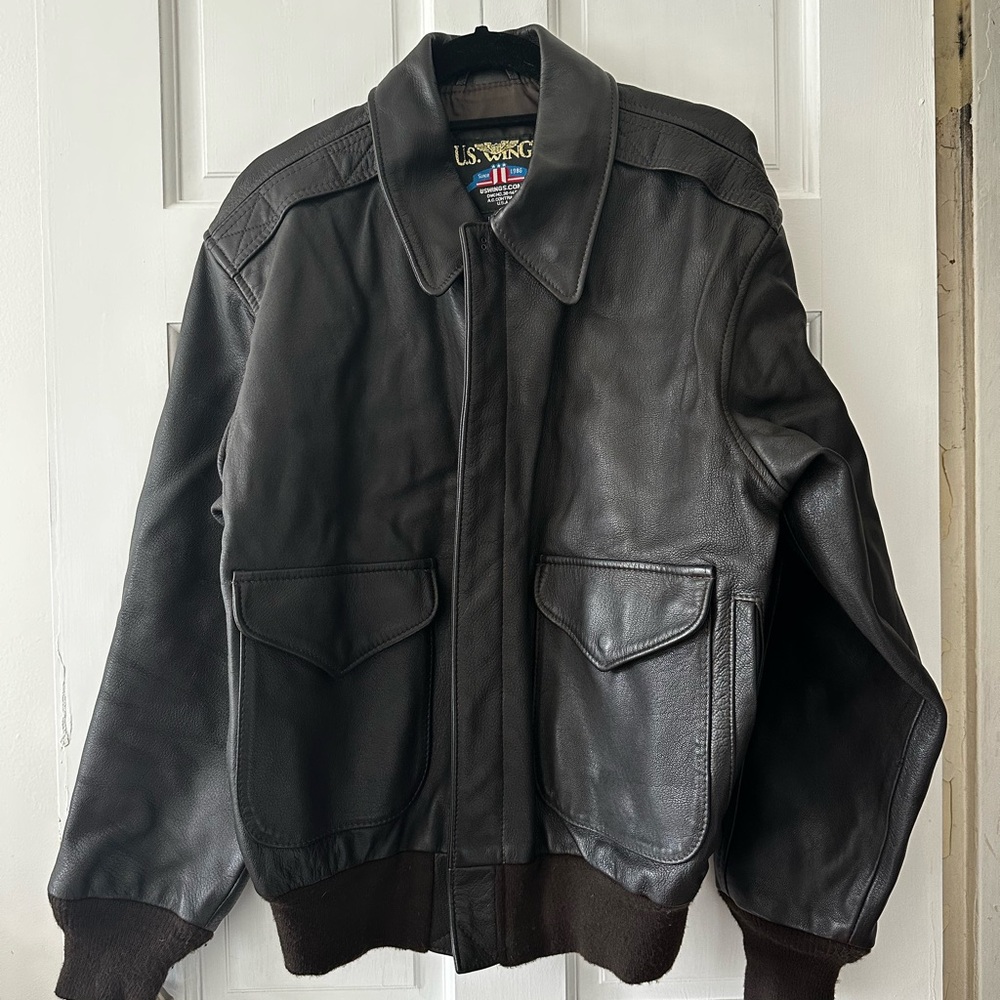 Men’s US Wings Brown Leather Bomber Jacket